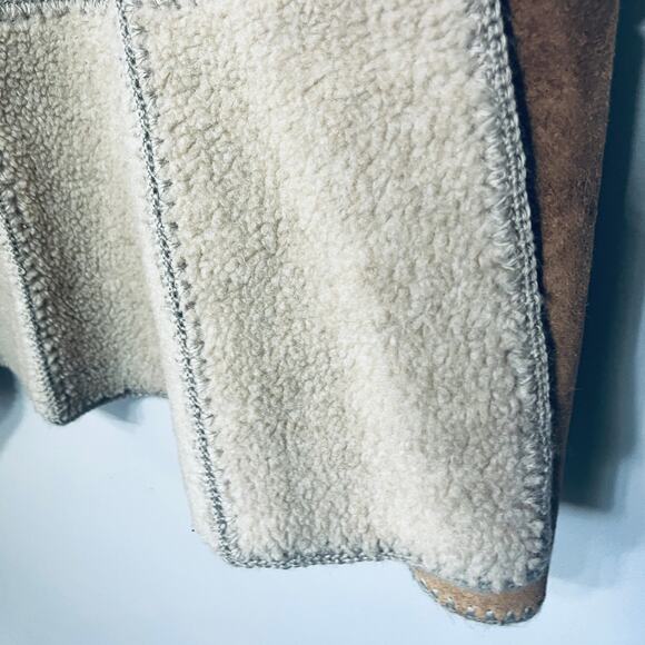 Brandon Thomas VTG Y2K Coat Brown Suede Leather Fleece Lined Toggle Button M - Picture 4 of 7